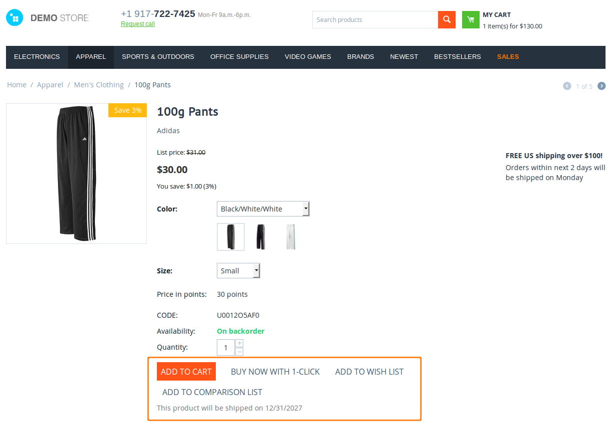 Despite the message that the product isn't available yet, customers can add the product to cart.