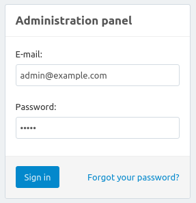 The login form of the CS-Cart Administration Panel.