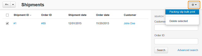 Create a package slip for multiple shipments.