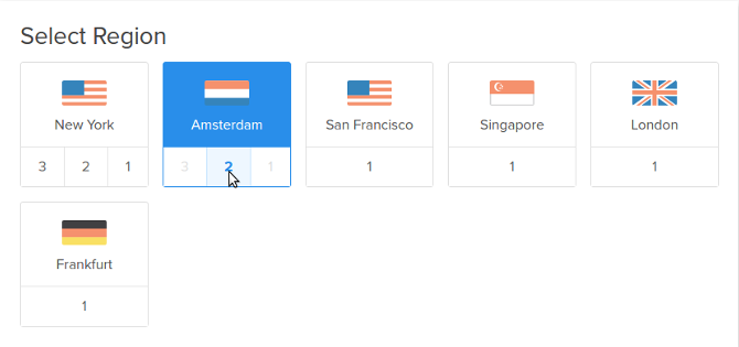 Select a region for your server.