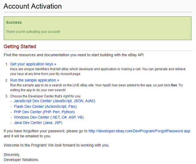 The link in your activation email will take you to the Account Activation page.