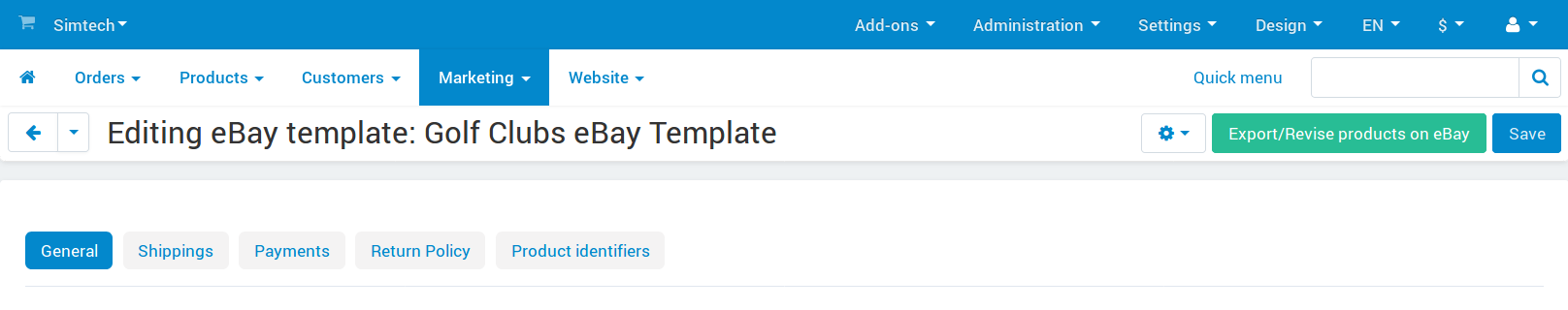 You can export eBay templates from the template list or the template editing page.