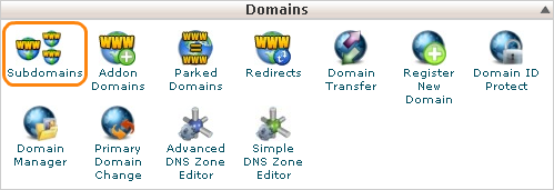 Open the Subdomains page in cPanel.