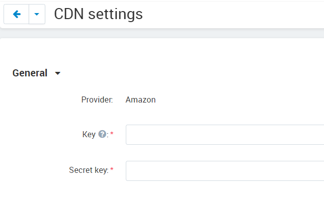 Specify the CDN settings to use Amazon CloudFront.
