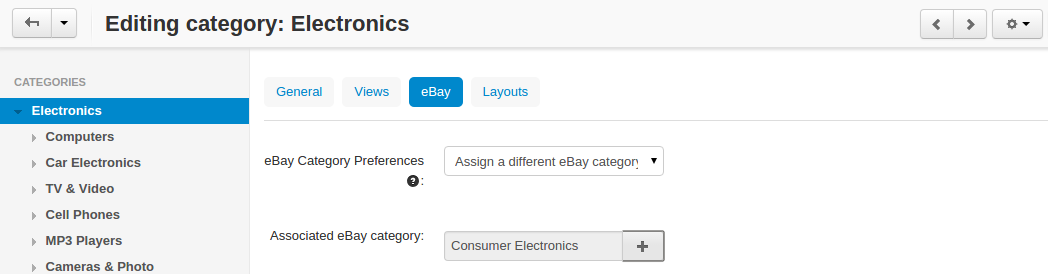Choose an eBay category for a category of your store if you want to use one eBay template for different kinds of products.