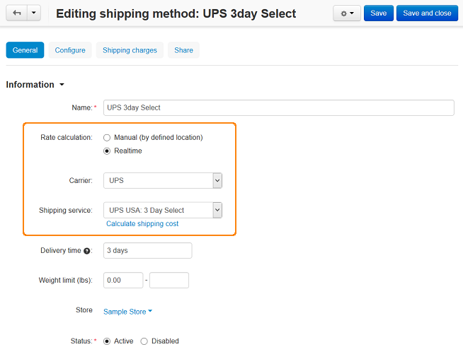 Setting up UPS shipping method in CS-Cart and Multi-Vendor.