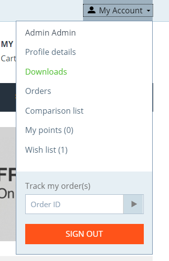 Reaching the "Downloads" page in CS-Cart.