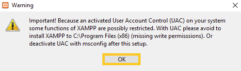 Avoid installing XAMPP to Program Files