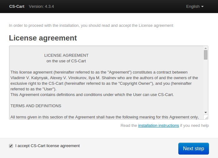 Tick the checkbox to accept the License Agreement.