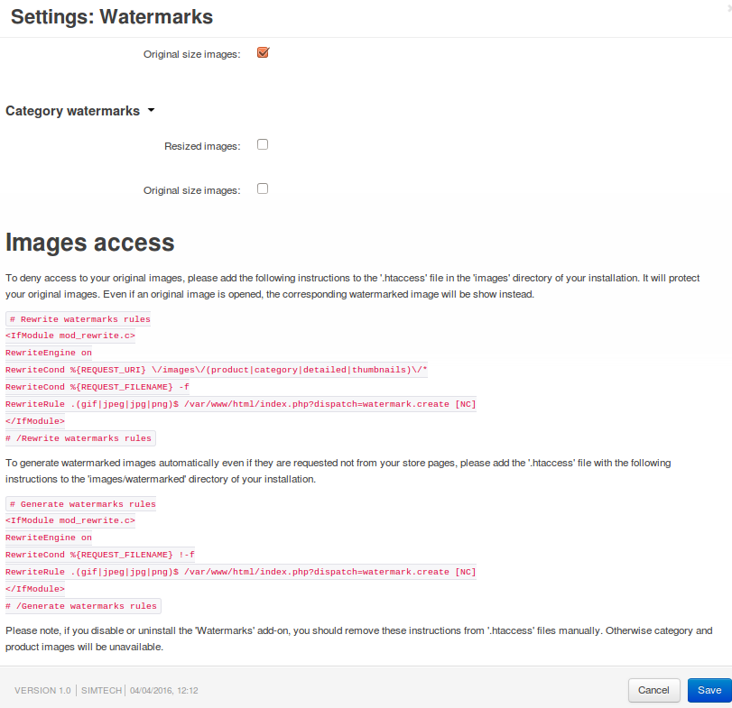 Select the images you want to watermark and save your changes to see additional instructions in watermark settings.