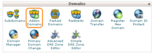 Open the Addon Domains page in cPanel.