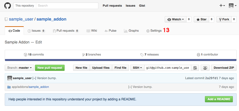Switch to the Settings tab in your GitHub repository.