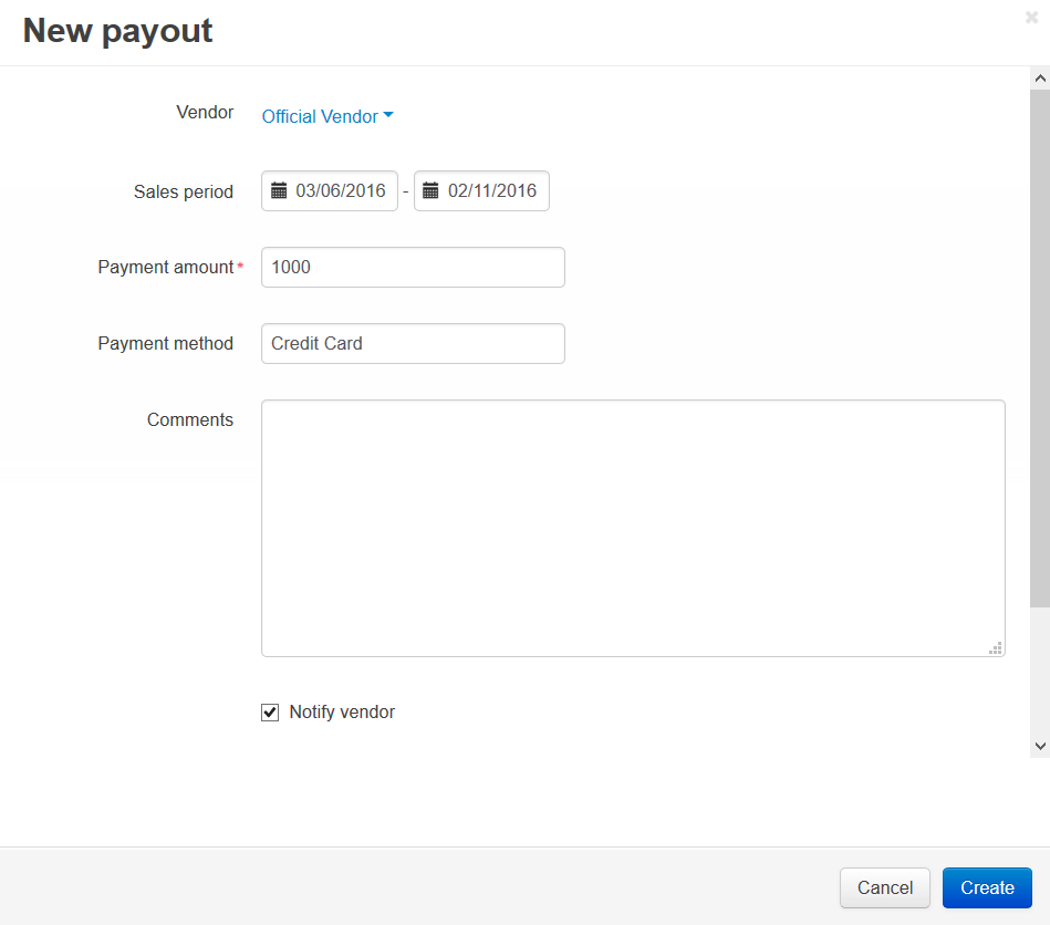 Create new payout