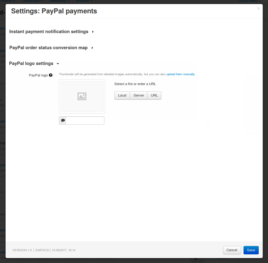 The logo that appears on the PayPal page