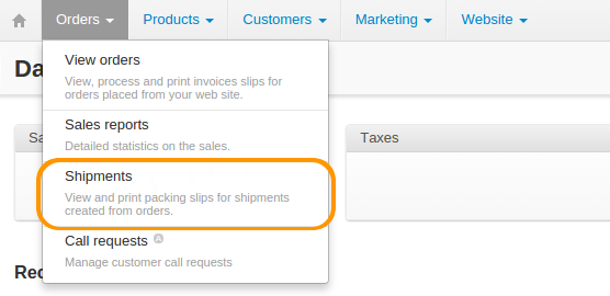 If you enable multiple shipments for one order, the menu will get a new section dedicated to shipments.