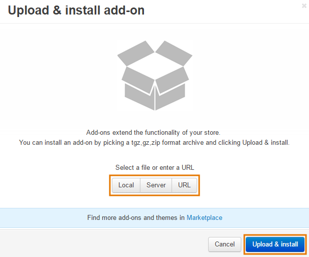 The addons you add via the plus button are uploaded and installed automatically.