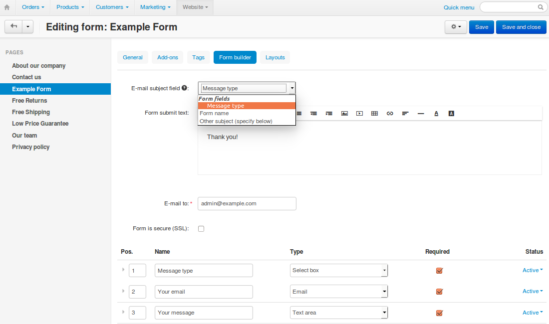 After you create a form, you can set