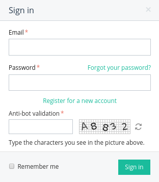 Image verification as it appears on the login page: it adds the new mandatory Anti-Bot Validation field.