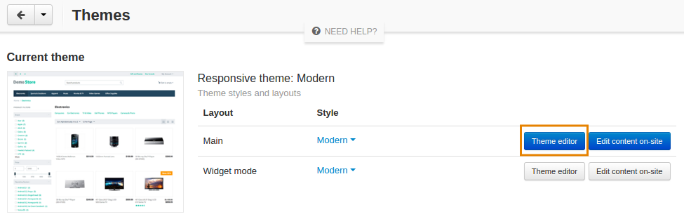 The Themes tab