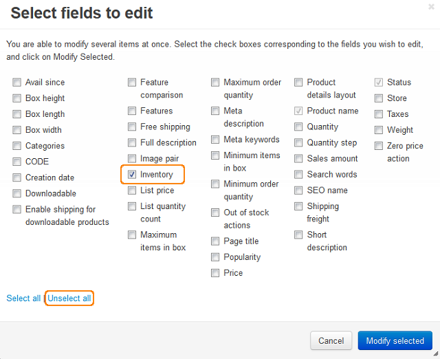 Select fields to edit
