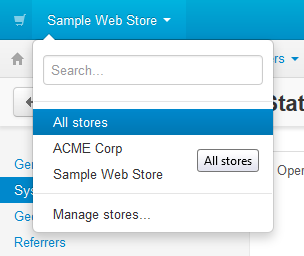 Select "All stores" to switch to the root administrator mode.