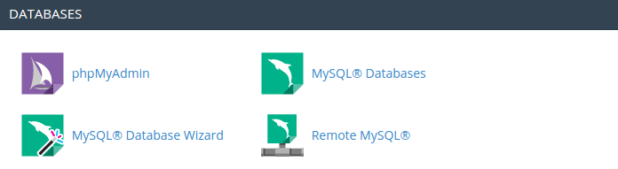 MySQL Databases and Wizard icons in cPanel