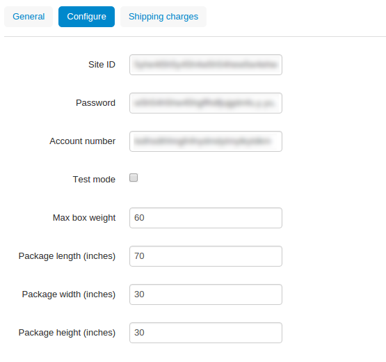 Specify the DHL-specific settings on the Configure tab.