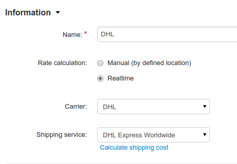 Name your shipping method and choose your Carrier and Shipping service.