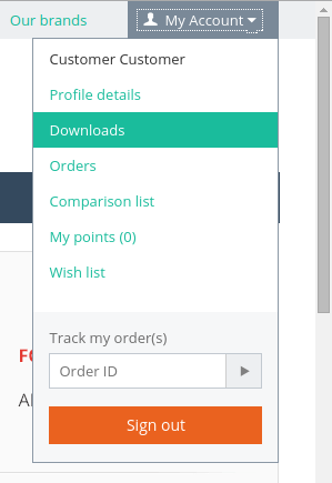 Reaching the "Downloads" page in CS-Cart.