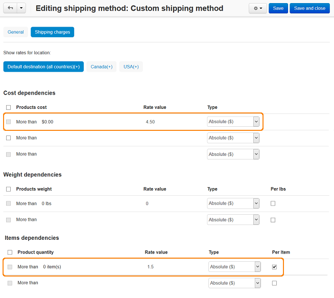 Configuring shipping charges in CS-Cart and Multi-Vendor.