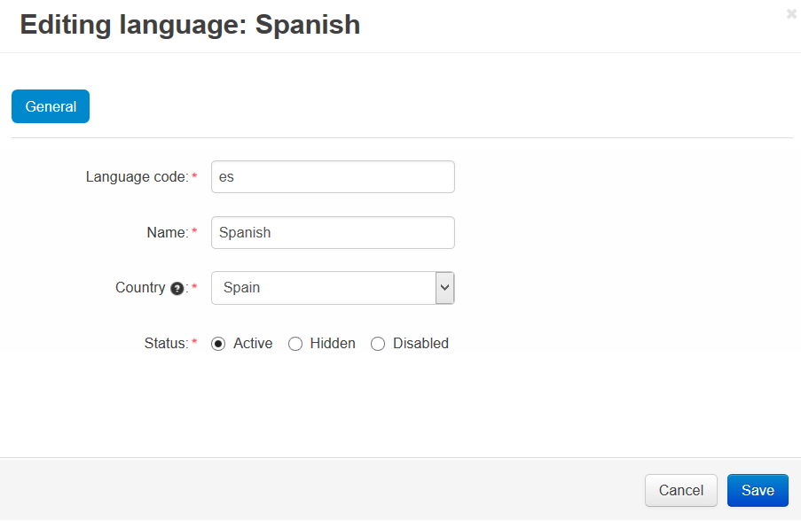 Configure the settings of the new language.