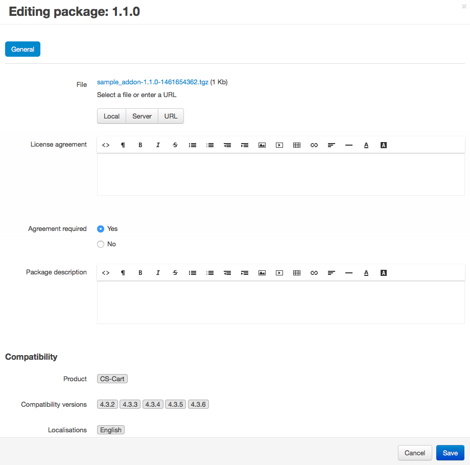 You can edit the packages that you upload to the Marketplace.