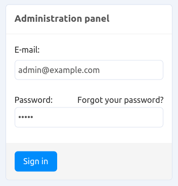 The login form of the CS-Cart Administration Panel.