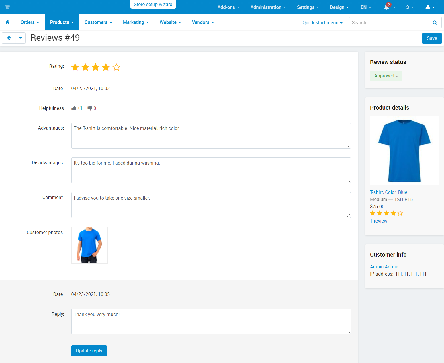Product Review Page