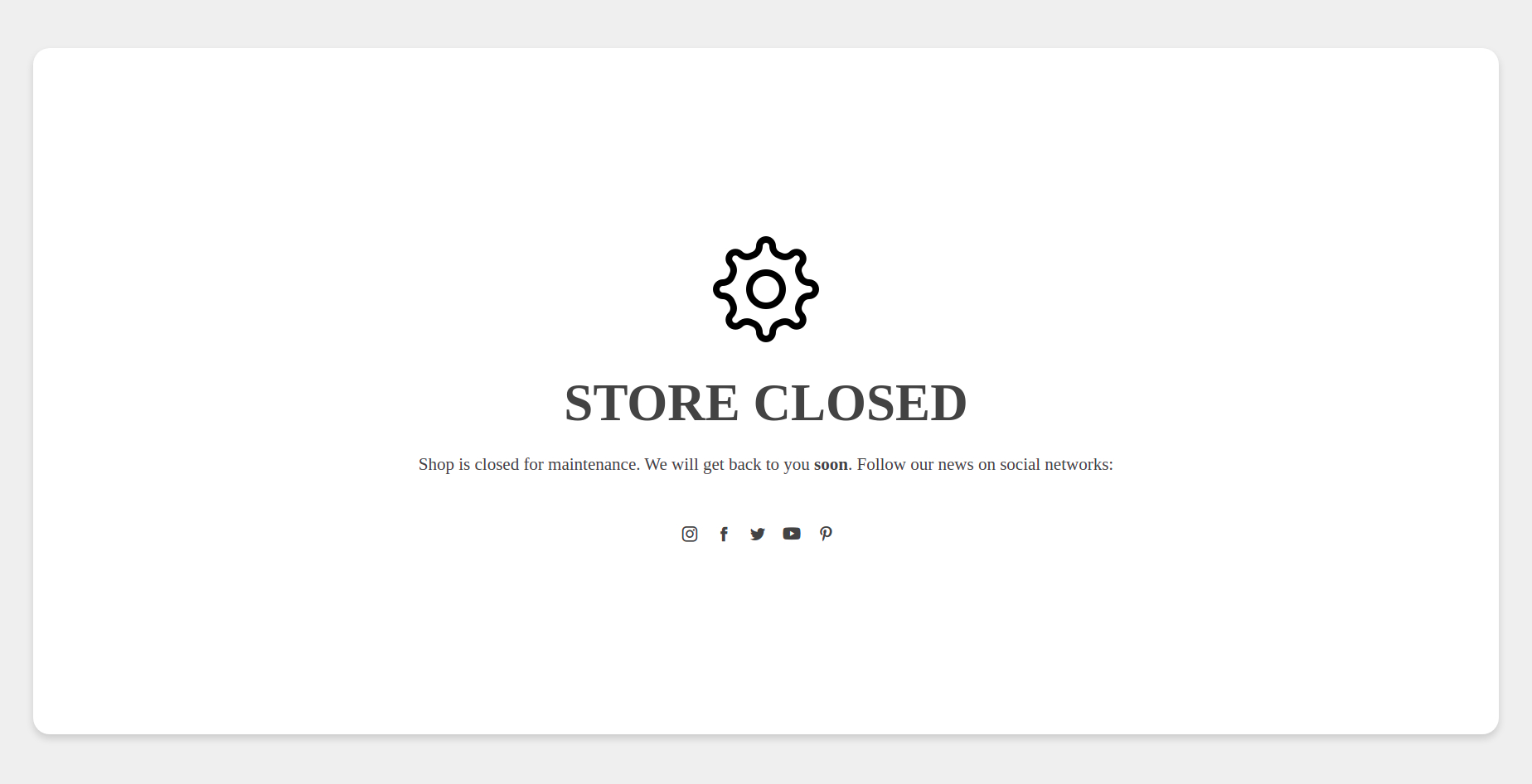 Online store closed